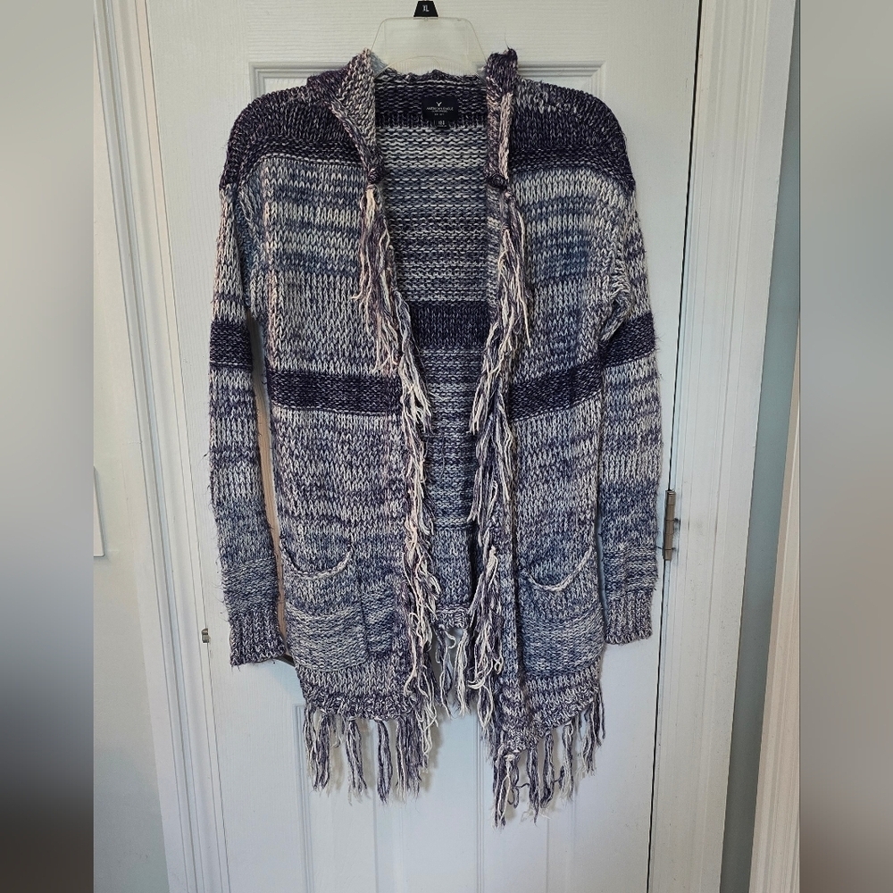 American Eagle Women's Blue and Gray Sweater, Size XS/S (1204)